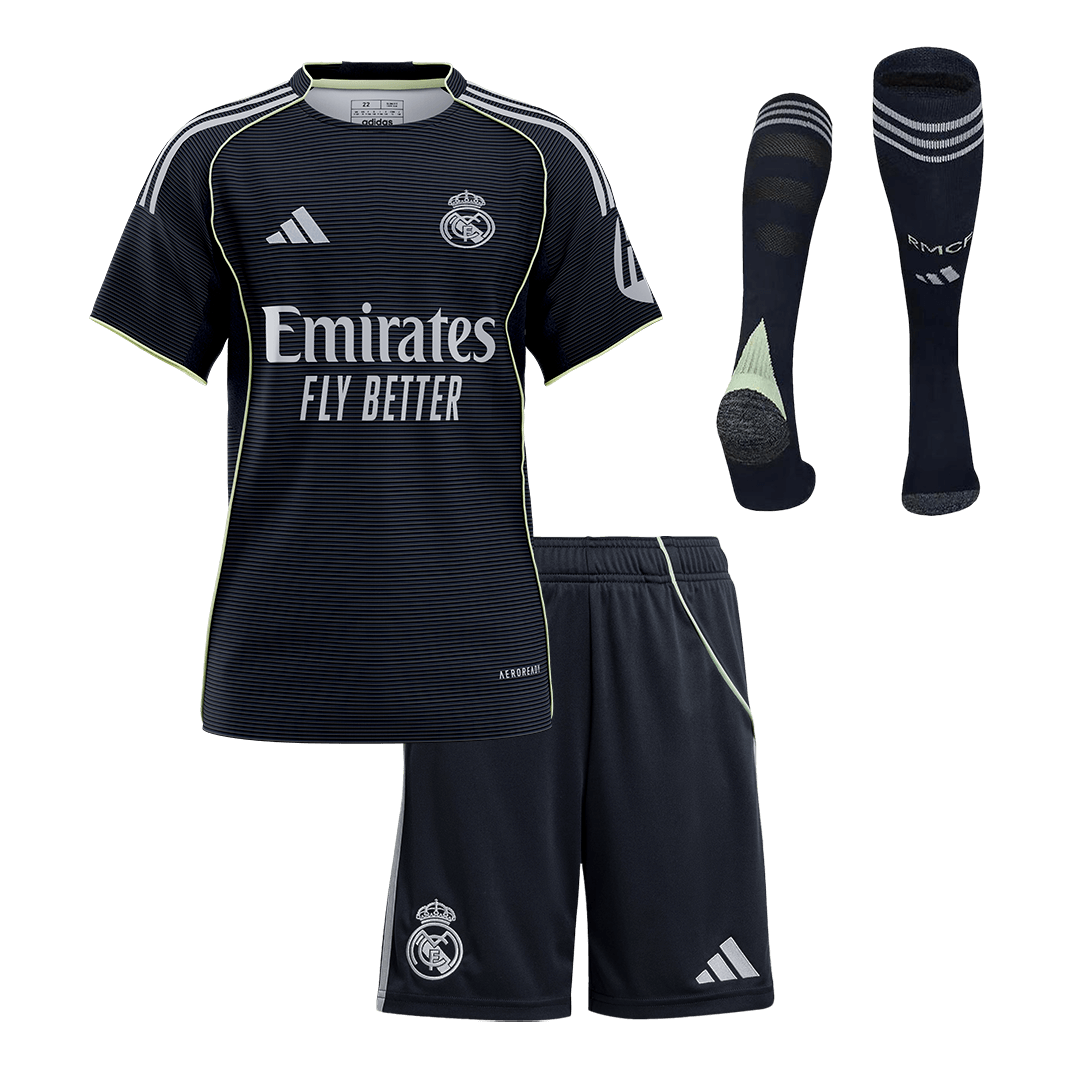 Real Madrid 2025/26 Vieras Lasten täydellinen peliasu [PREMIUM]