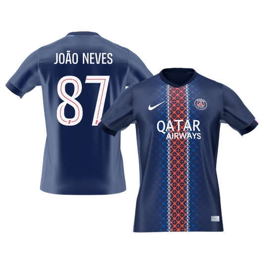 PSG 2025/26 Koti Pelipaita Miesten JOÃO NEVES #87 [PREMIUM]