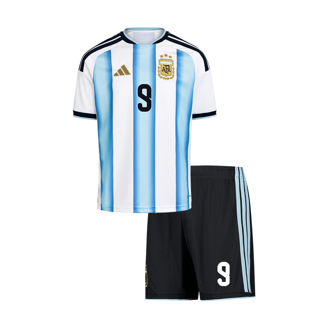 Argentina World Cup 2026 Koti Pelipaitasetti Lasten J. ALVAREZ #9 [PREMIUM]