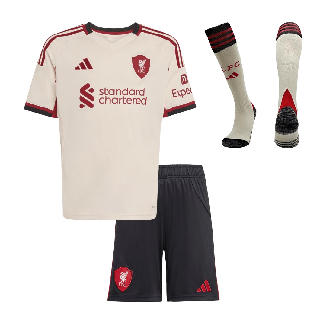 Liverpool 2025/26 Vieras Lasten täydellinen peliasu