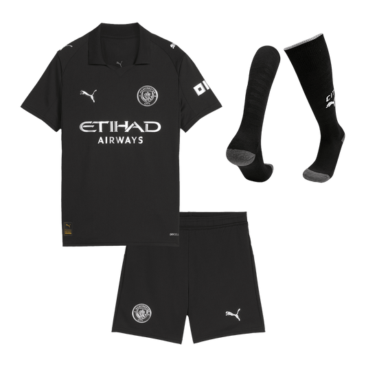 Manchester City 2025/26 Vieras Lasten täydellinen peliasu