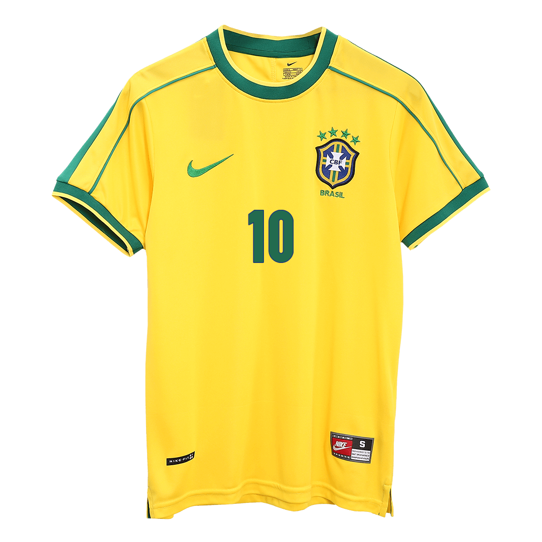 Brazil World Cup 1998 Koti Retro-pelipaita Miesten RIVALDO #10