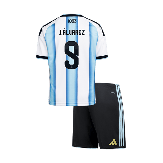 Argentina World Cup 2026 Koti Pelipaitasetti Lasten J. ALVAREZ #9 [PREMIUM]